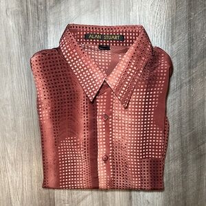 Alan Stuart Checkered Half Button Banded Hem Polo - XL